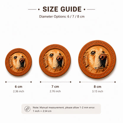 Custom Leather Pet Portrait Keychain – Handmade Embossed Pet Memorial Keyring
