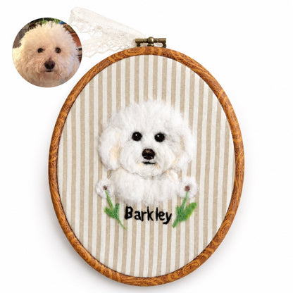 Custom Wool Felt Pet Portrait - Embroidered Wool Art｜Pet Memorial