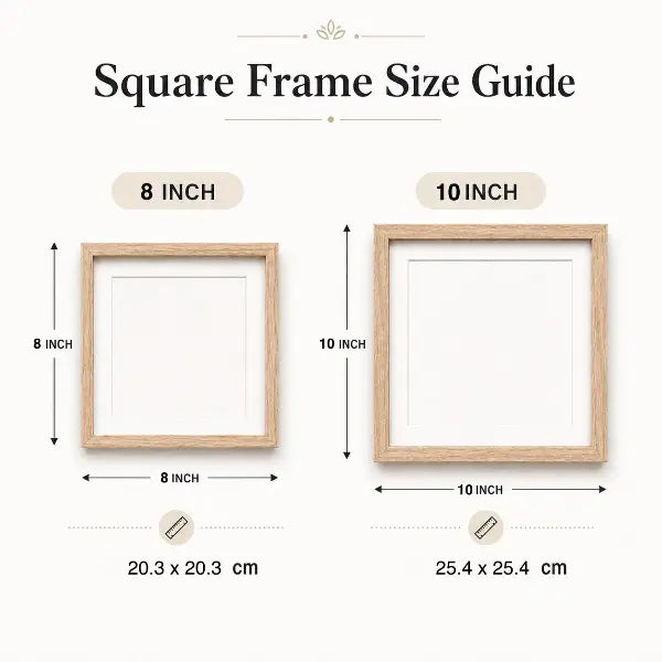 Square Frame Size Guide 8x8 inch and 10x10 inch Custom Pet Portrait