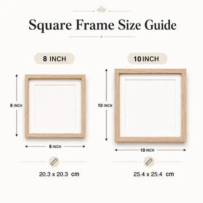 Square Frame Size Guide 8x8 inch and 10x10 inch Custom Pet Portrait