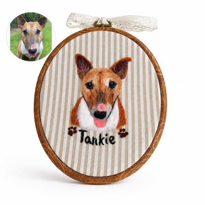 Custom Wool Felt Pet Portrait - Embroidered Wool Art｜Pet Memorial