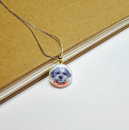 Custom Pet Portrait Pendant — Hand Painted on Pearl