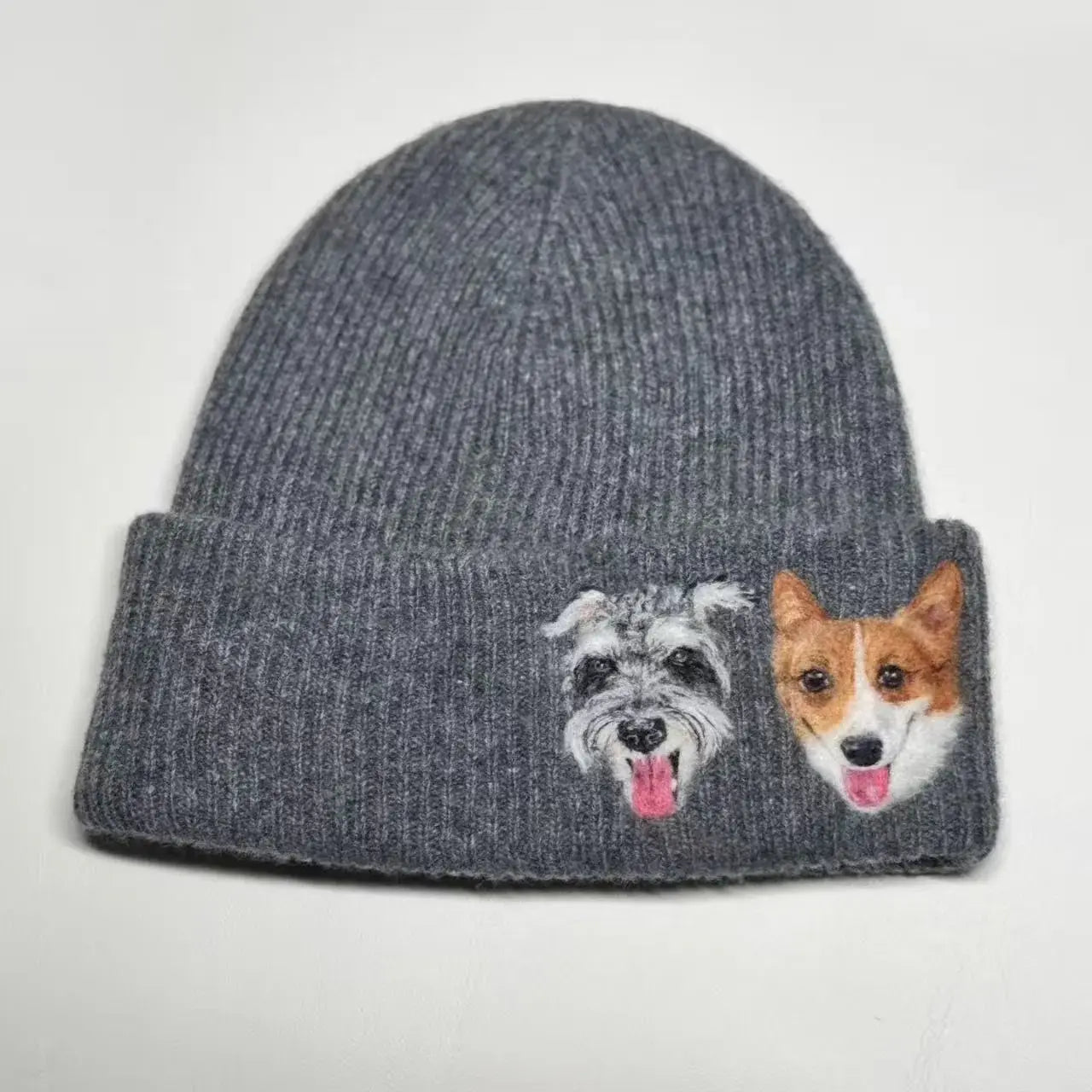 Custom Pet Portrait Wool Beanie – Hand-Felted Needle Art Hat