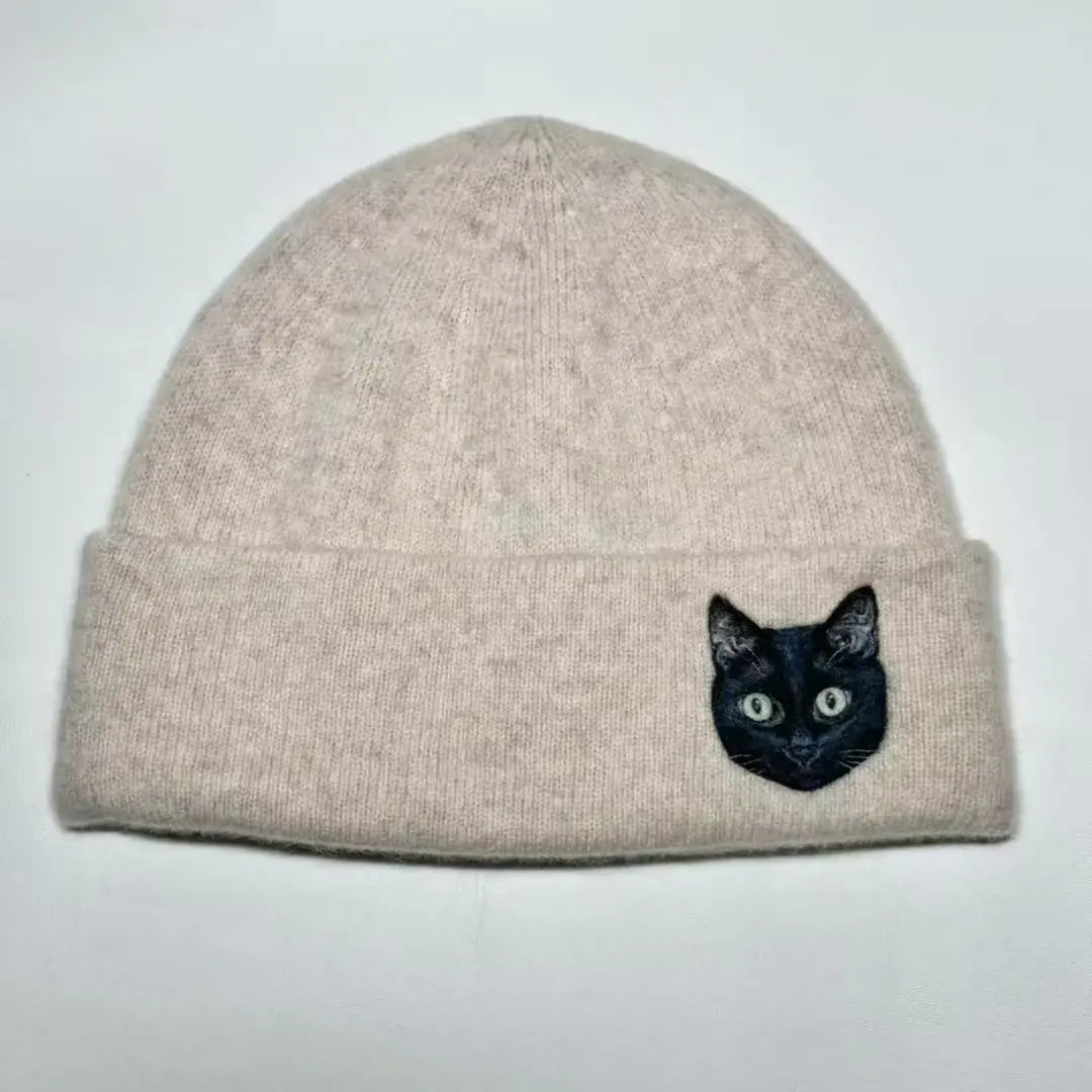 Custom Pet Portrait Wool Beanie – Hand-Felted Needle Art Hat