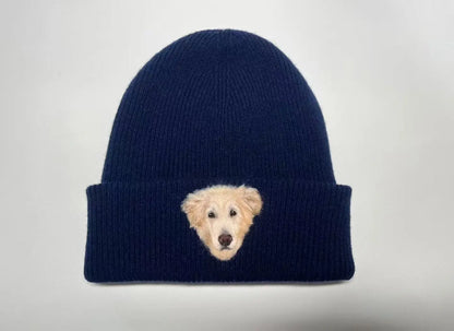 Custom Pet Portrait Wool Beanie – Hand-Felted Needle Art Hat