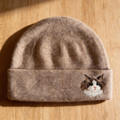 Custom Pet Portrait Wool Beanie – Hand-Felted Needle Art Hat