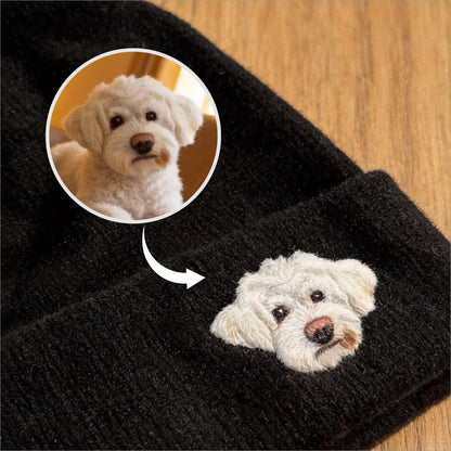Custom Pet Portrait Wool Beanie – Hand-Felted Needle Art Hat